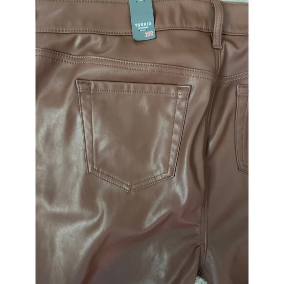 Torrid Plus Size Perfect Skinny Vegan Leather Mid Rise Pant in Root Beer Size 16 - Picture 12 of 12